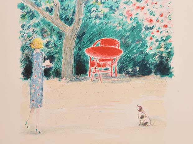 カシニョール リトグラフ「静かな朝」 1987年作 鉛筆サイン 額装 | 古