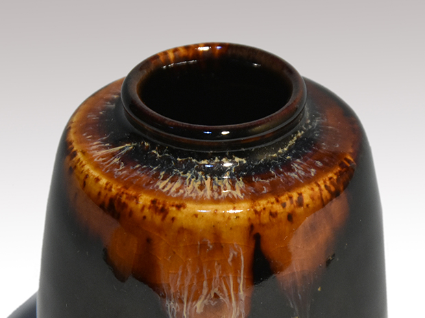 肩衝茶入 桶谷定一(作) 共箱 象牙蓋 仕服(七曜太子) | 古美術ささき