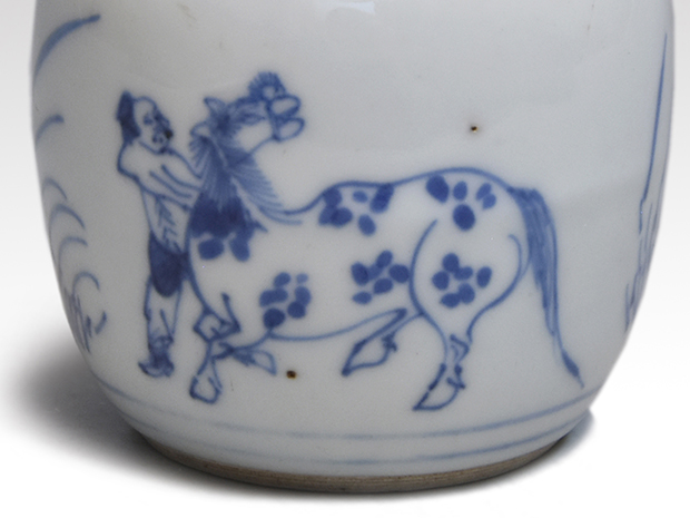 明 呉須染付 馬の絵 大皿 径36.4cm 中国古玩 a56 中国古