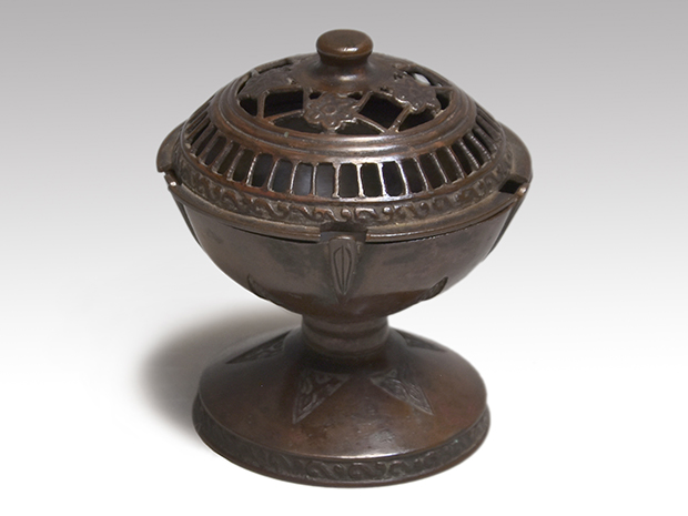 印判手市松文香炉 江戸幕末-明治頃 / 茶道具 火入 花器 花入れ 勝見