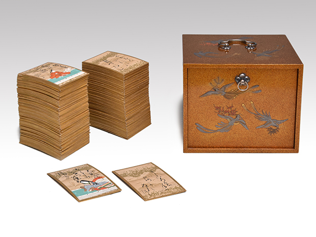 豪華鳥蒔絵箱付き 百人一首 手書き歌留多 200枚揃 江戸中期頃 | 古美術