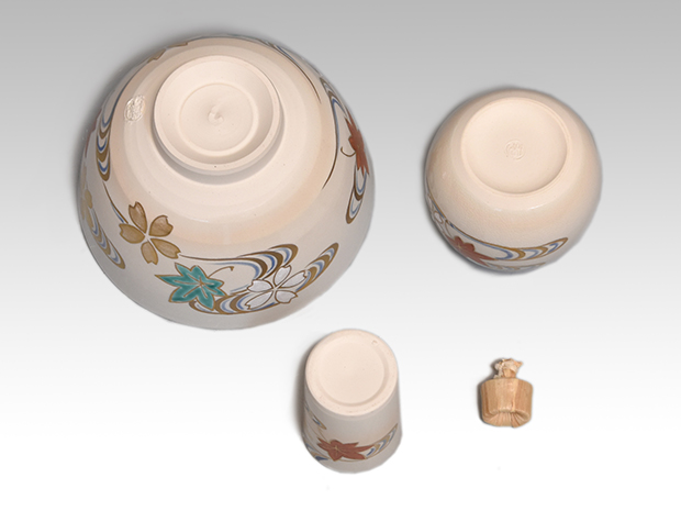 飛騨春慶塗 茶箱一揃い 象牙茶杓 仕覆（正倉院 双鳥華紋）未使用 | 古