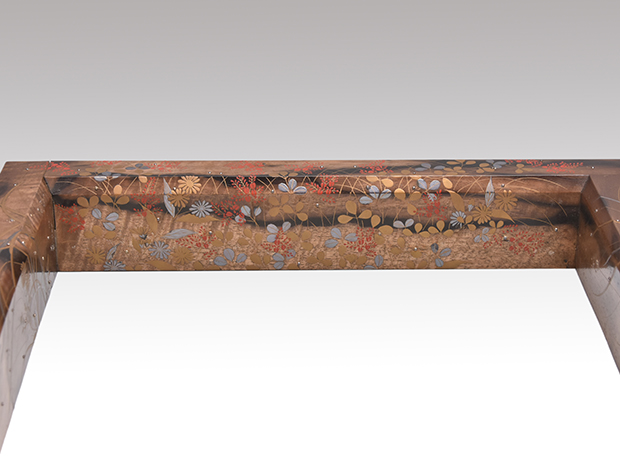 秋草蒔絵 黒柿炉縁 明治頃 | 古美術ささき