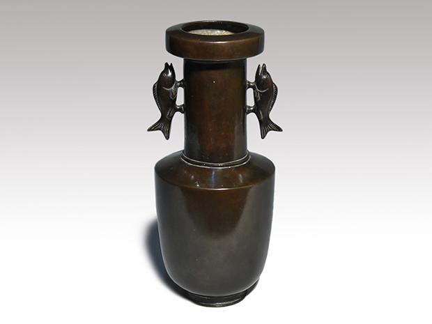 古銅 魚耳花入 仕覆付 | 古美術ささき