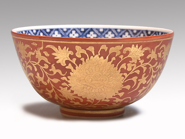 赤絵金襴手 絵替り 碗形向付 5個 三代 須田菁華（作) 共箱 | 古美術ささき