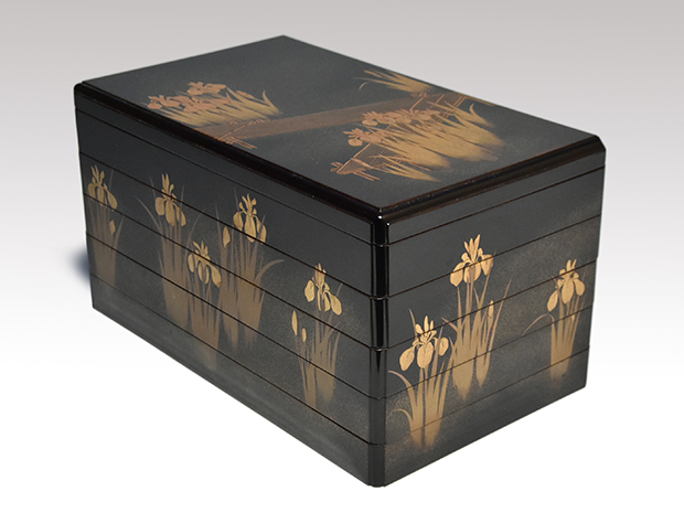 伊勢物語 八つ橋蒔絵 重硯箱 魚野自醒（作) 共箱 | 古美術ささき