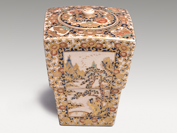 薩摩焼 金彩色絵水指 俵兤石 | 古美術ささき