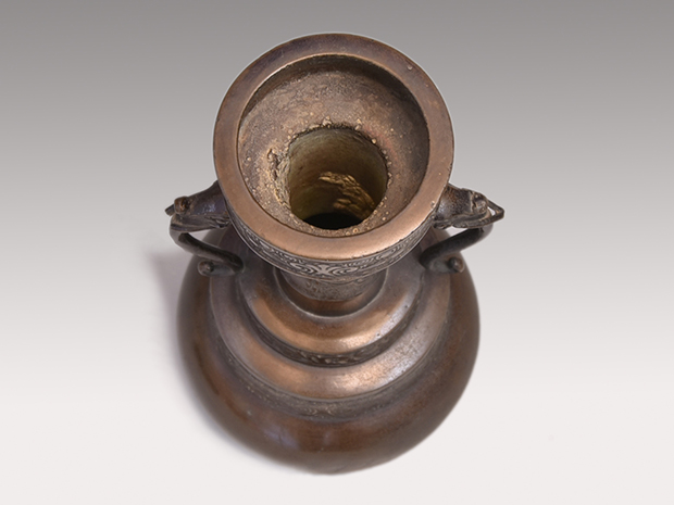 古銅 龍耳花入 花器 花生 高さ：23㎝ 時代箱 | 古美術ささき