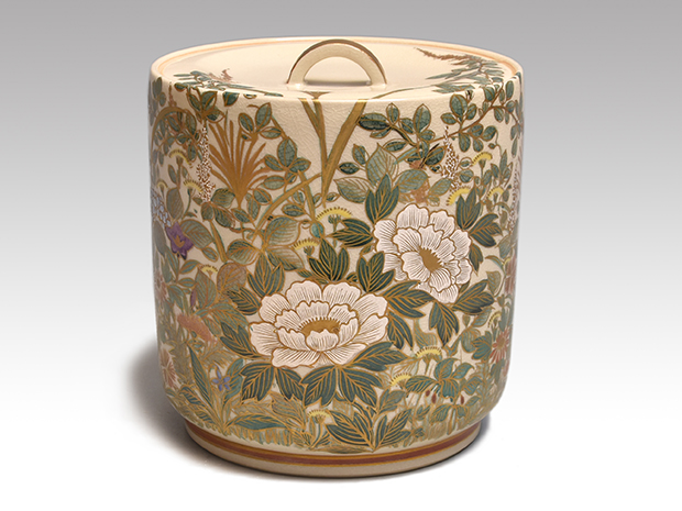 色絵仁清四季草花画水指 清閑寺窯 杉田祥平(作) 共箱 | 古美術ささき