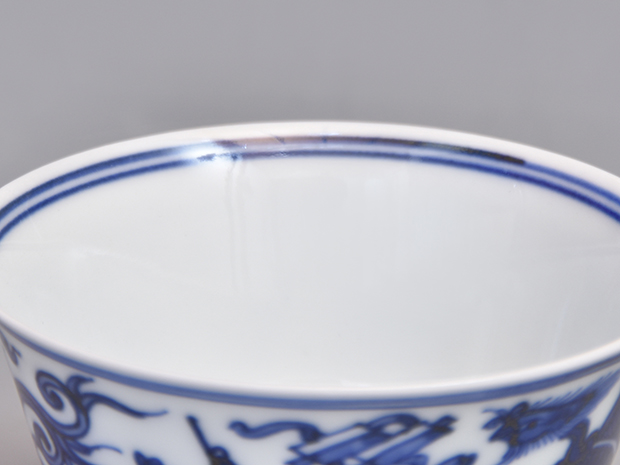 初代 篩月庵 三浦竹泉(作) 倣古青華鳳凰鶴図煎茶碗 5個 共箱 | 古美術