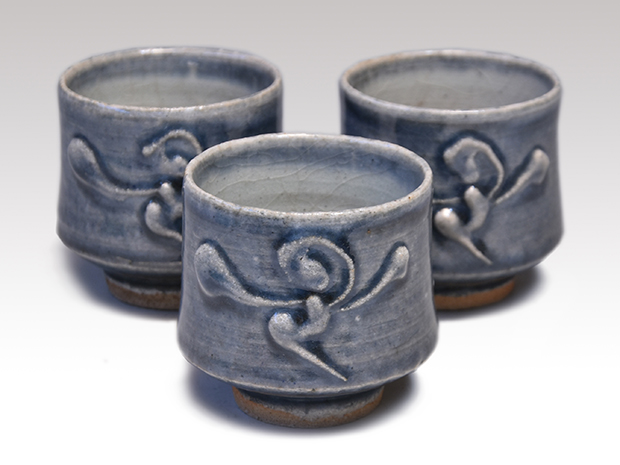 呉須筒描花文湯碗 3客 河井寛次郎（作）河井紅苑（識） | 古美術ささき