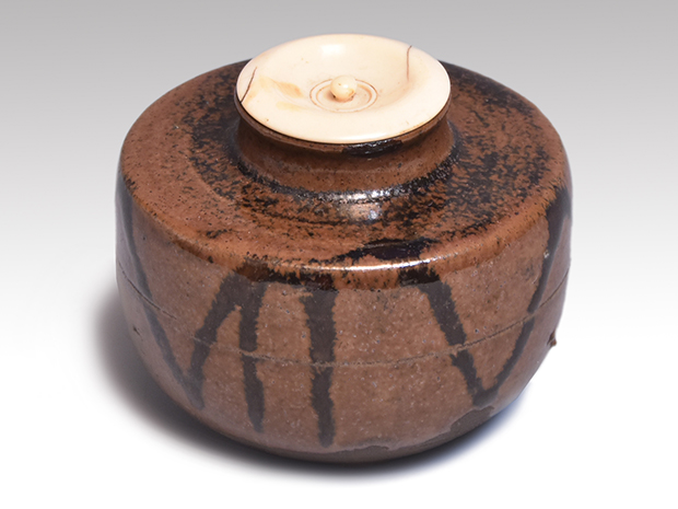 瀬戸茶入 銘「芦乃屋」 小堀宗慶箱書 象牙蓋 仕覆3 | 古美術ささき