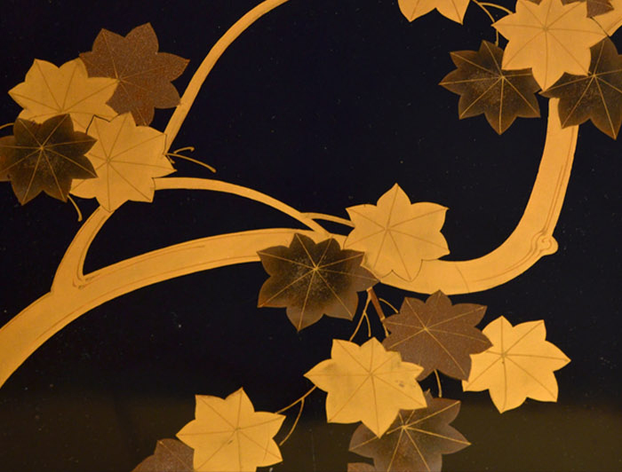 紅葉蒔絵 鼓箱 蓋裏梨地 明治時代 面箱にも | 古美術ささき