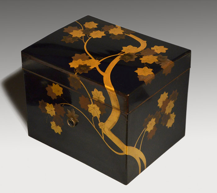 紅葉蒔絵 鼓箱 蓋裏梨地 明治時代 面箱にも | 古美術ささき