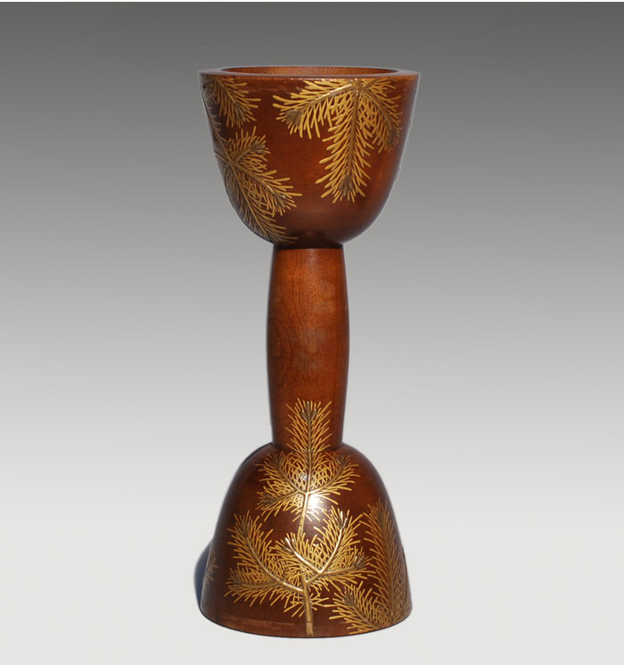 松蒔絵 小鼓胴 江戸中期頃 金文字、花押入り | 古美術ささき