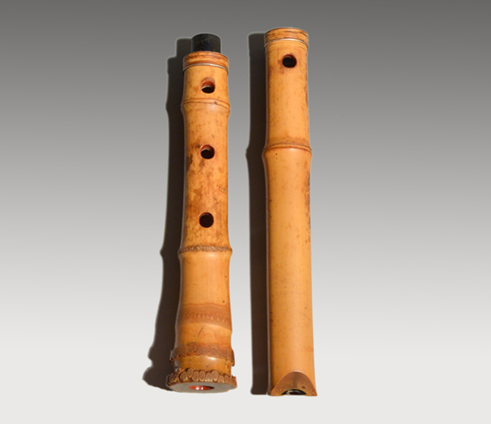 尺八 郡山流 焼印銘「如堂」「晃山」 1尺8寸 | 古美術ささき