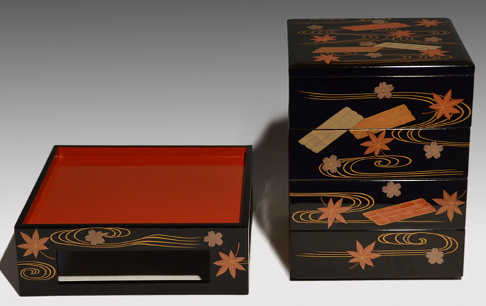 未使用新品】千舟堂 八隅二段重箱 輪島塗 宝相華 共箱 専用布付き