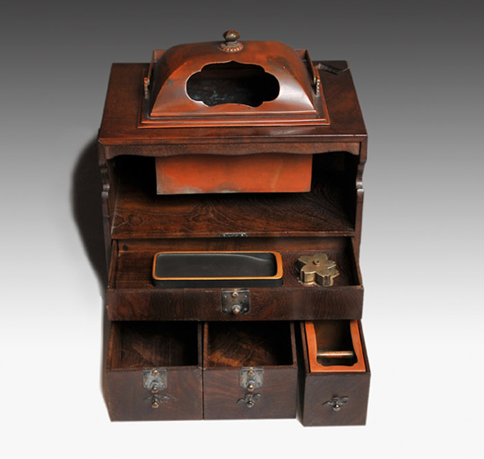 本桑製 煙草盆 硯箱付 江戸後期製 | 古美術ささき