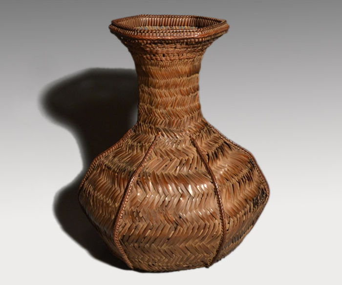 唐物芭蕉籠 大型鶴首形花入 花籠 二代(先代) 池田瓢阿(造) 共箱 | 古