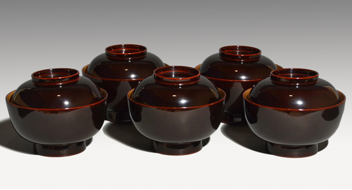 輪島塗 花雪輪蒔絵 煮物椀 5客 共箱 懐石 | 古美術ささき