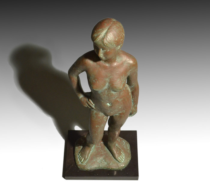 ブロンズ像 「若い女」 彫刻家 佐藤大有(作)共箱 高51cm 日展参与 | 古