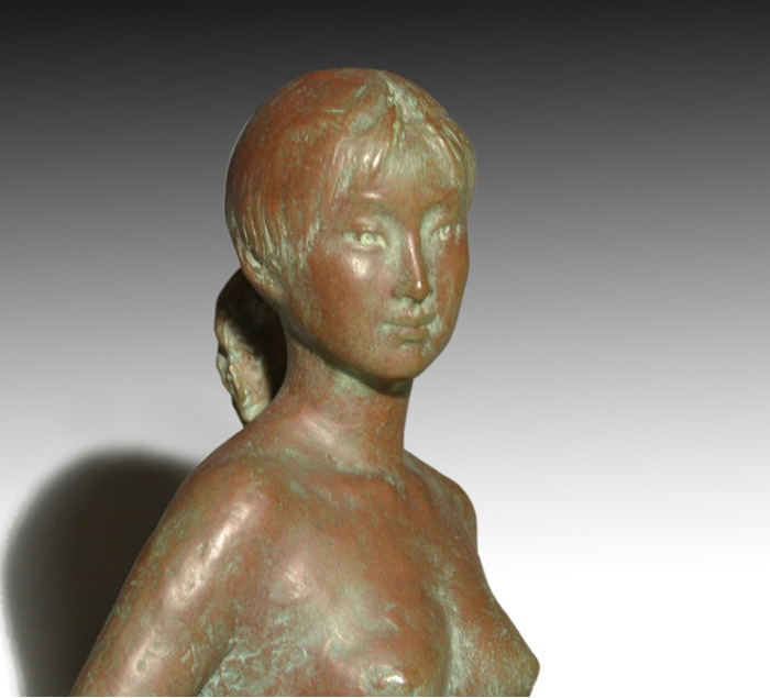 ブロンズ像 「若い女」 彫刻家 佐藤大有(作)共箱 高51cm 日展参与 | 古