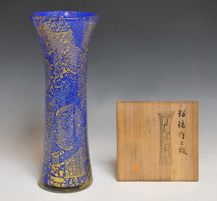 岩田藤七(作) 瑠璃耀の瓶 高:39cm | 古美術ささき