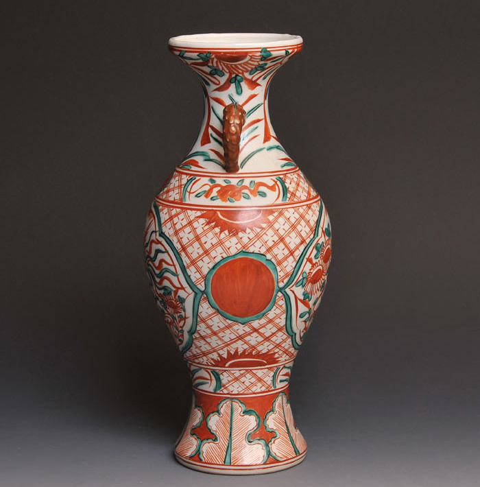 城山窯 赤絵花入 三井高棟(箱書) | 古美術ささき