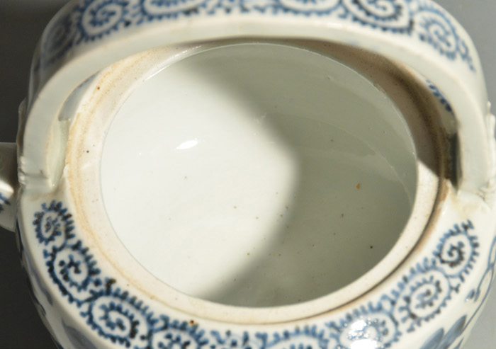 古伊万里 手付き水注 燗鍋 花に蛸唐草染付 共蓋 江戸後期 美品 | 古