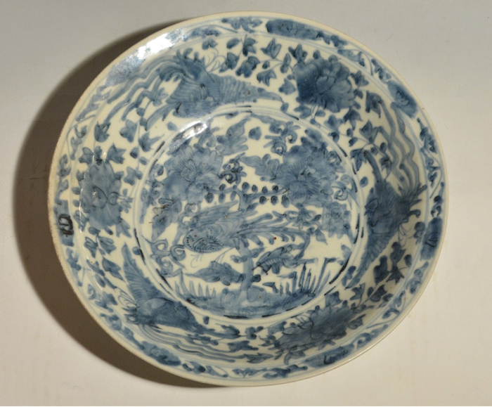 呉須染付鳳凰に花文大皿 中国明時代末頃 漳州窯作 | 古美術ささき