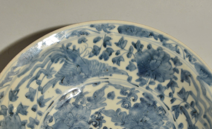 呉須染付鳳凰に花文大皿 中国明時代末頃 漳州窯作 | 古美術ささき