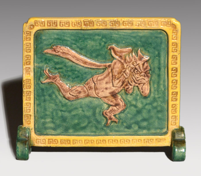 源内焼 三彩節分会図 硯屏 江戸時代 18世紀後半～19世紀中頃 | 古美術