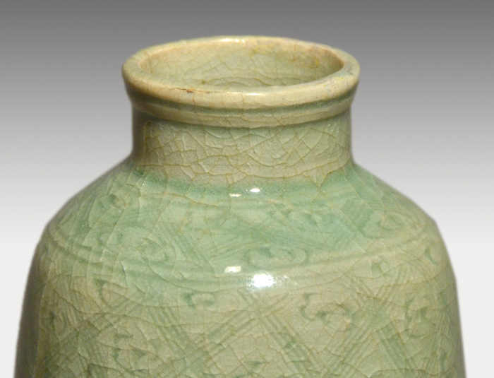 七官青磁 雲鶴文花生 中国 明時代 高さ26cm | 古美術ささき