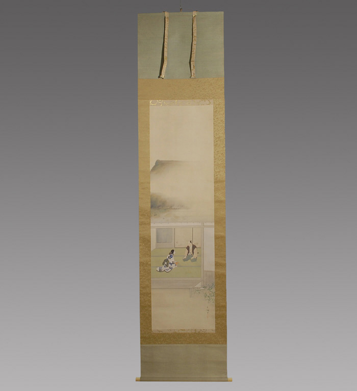 掛軸 山川永雅(作) 山内一豊夫人図 絹本 共箱 象牙軸先 | 古美術ささき