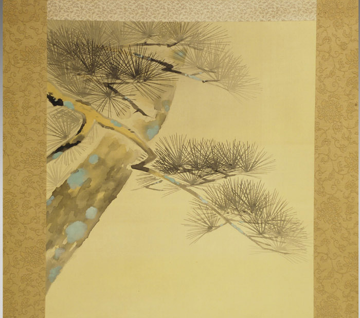 掛軸 三石紅樹(画) 老松双鶴図 絹本彩色 共箱 院展 美品 | 古美術ささき