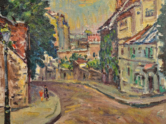 萩谷 巌 油彩画 「モンマルトル風景」F8号師黒田清輝 物故巨匠 | 古