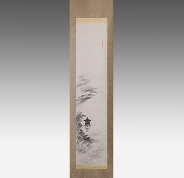 近藤浩一路 水墨画 軸装 「浮御堂」 昭和4年作 | 古美術ささき