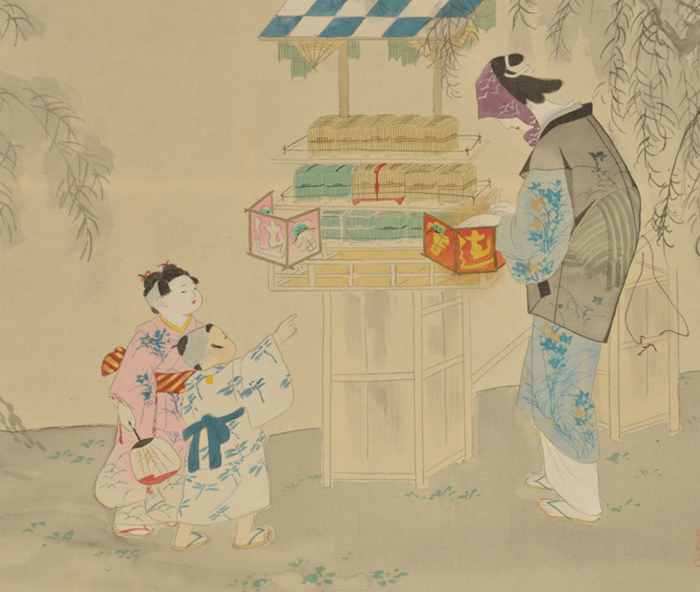 伊藤小坡 「虫売」 絹本横幅 共箱 | 古美術ささき