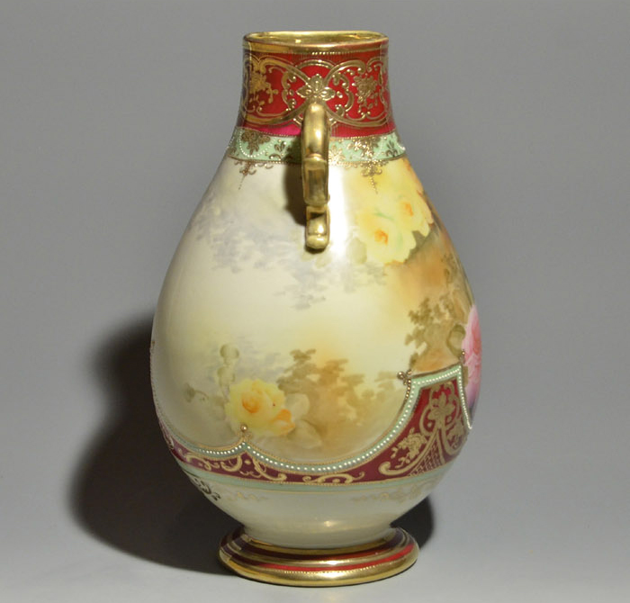 オールドノリタケ 金彩 バラ文 双耳 花瓶 名品1922～1935年頃 | 古美術