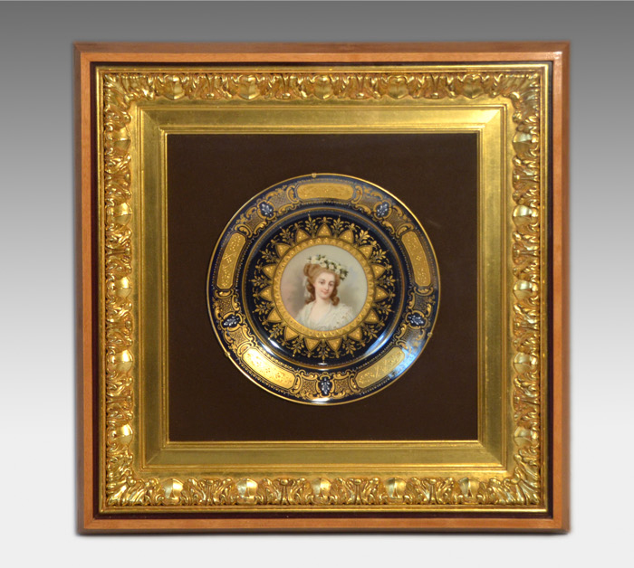 ヴィエナスタイル 女性 金彩 絵皿 プレート 額装 19世紀 | 古美術ささき