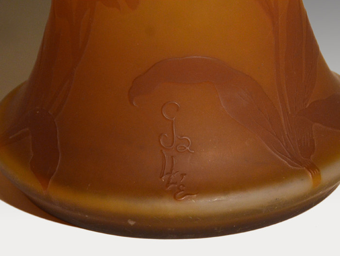 Galle ガレ 花文 大型花瓶 酸化腐食彫 1900年代初頭 | 古美術ささき