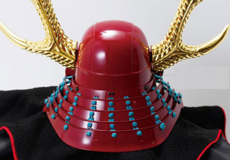 五月人形・戦国武将 真田幸村 六連銭前立兜 陣幕飾り No4171－小木