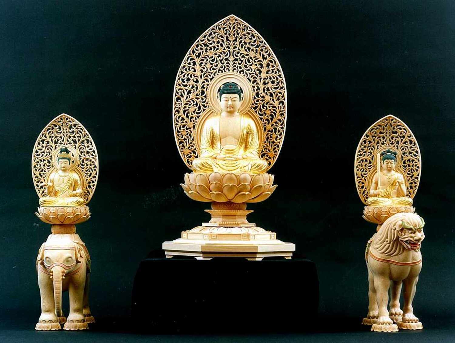 釈迦三尊像(中尊:座像5寸/桧截金) 京仏商谷口の制作事例 京都市西京区