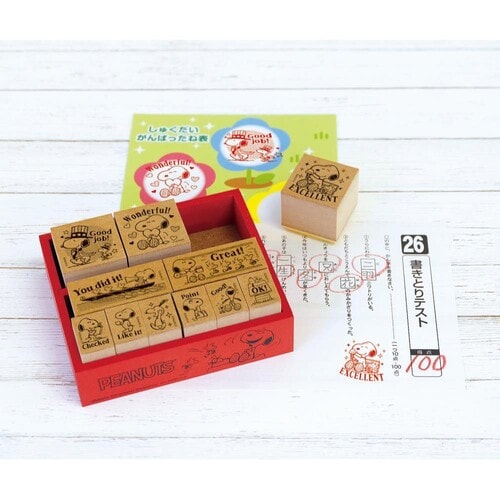 ビバリー スヌーピー 木製 ごほうびスタンプセット 英語 W102