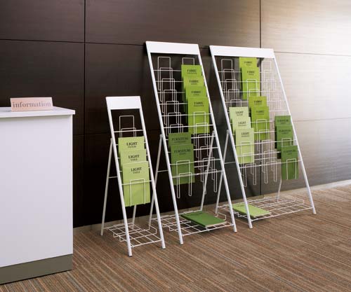 F．M．L パンフレットスタンド 5段1列 ホワイト 幅278×奥行