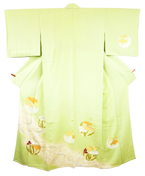 花菖蒲の丸紋単衣訪問着 志ま亀扱（K44440bh） 着物紹介