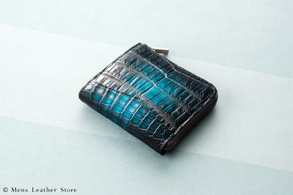 ナイルクロコダイル革 コバ磨きL字ファスナー ハーフウオレット | 手