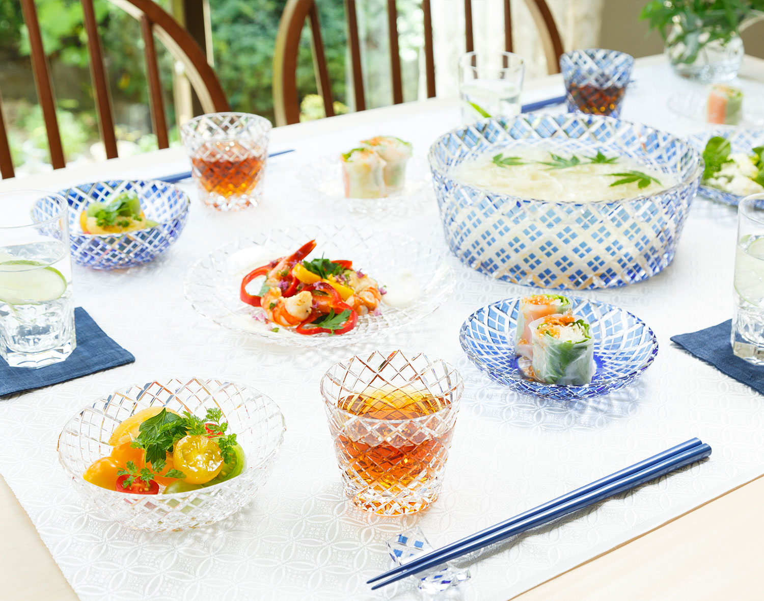 江戸切子 中皿＜矢来重紋＞ | カガミクリスタル