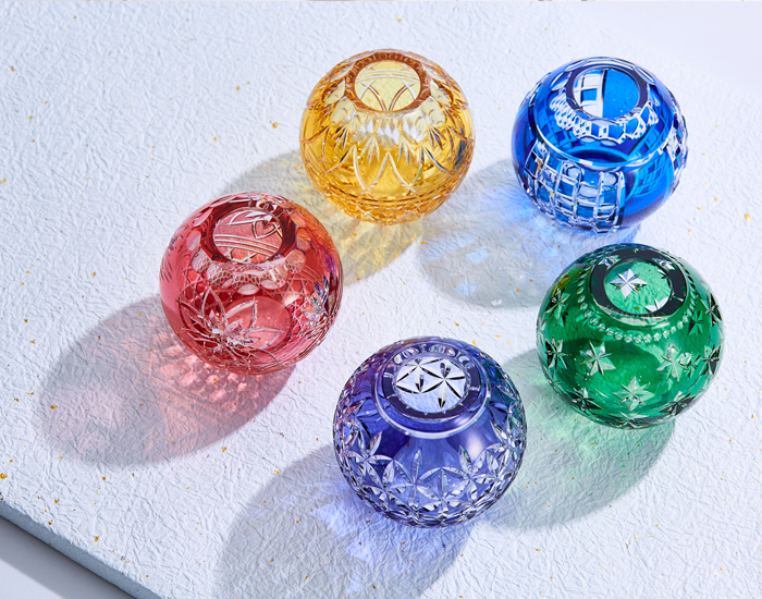 直営店限定 江戸切子 手まり花瓶 ＜市松＞ | カガミクリスタル