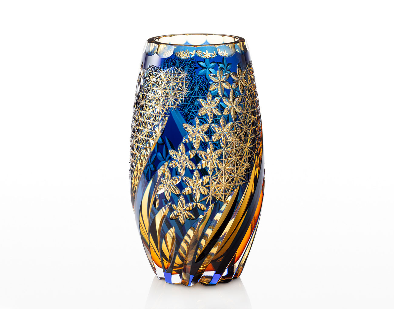 直営店限定 茨城県 伝統工芸士・野口友和作 重ね色目花瓶＜組子格子